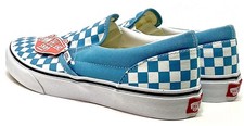 Vans Delphinium Blue White Check Classic Slip On Sneakers Big Kids' Size 6