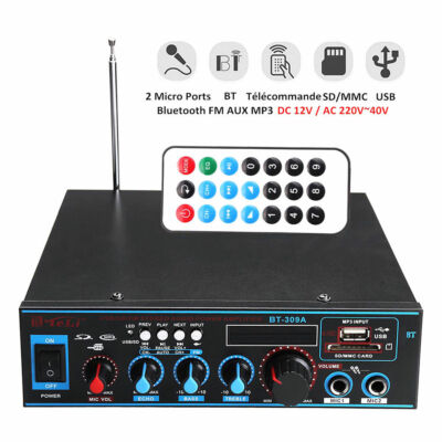 12V/220V 800W HiFi Bluetooth Audio Auto Amplifier Verstärker Stereo USB FM SD SQ