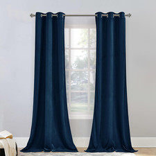 Navy Velvet Blackout Curtains - Luxury Thermal Insulated Drapes for Hotel Hall/F