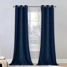 Navy Velvet Blackout Curtains - Luxury Thermal Insulated Drapes for Hotel Hall/F