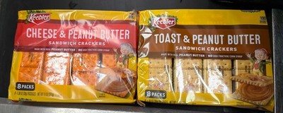 2- Keebler Cheese and Peanut Butter Sandwich Crackers & Toast Sandwich 8 Count E