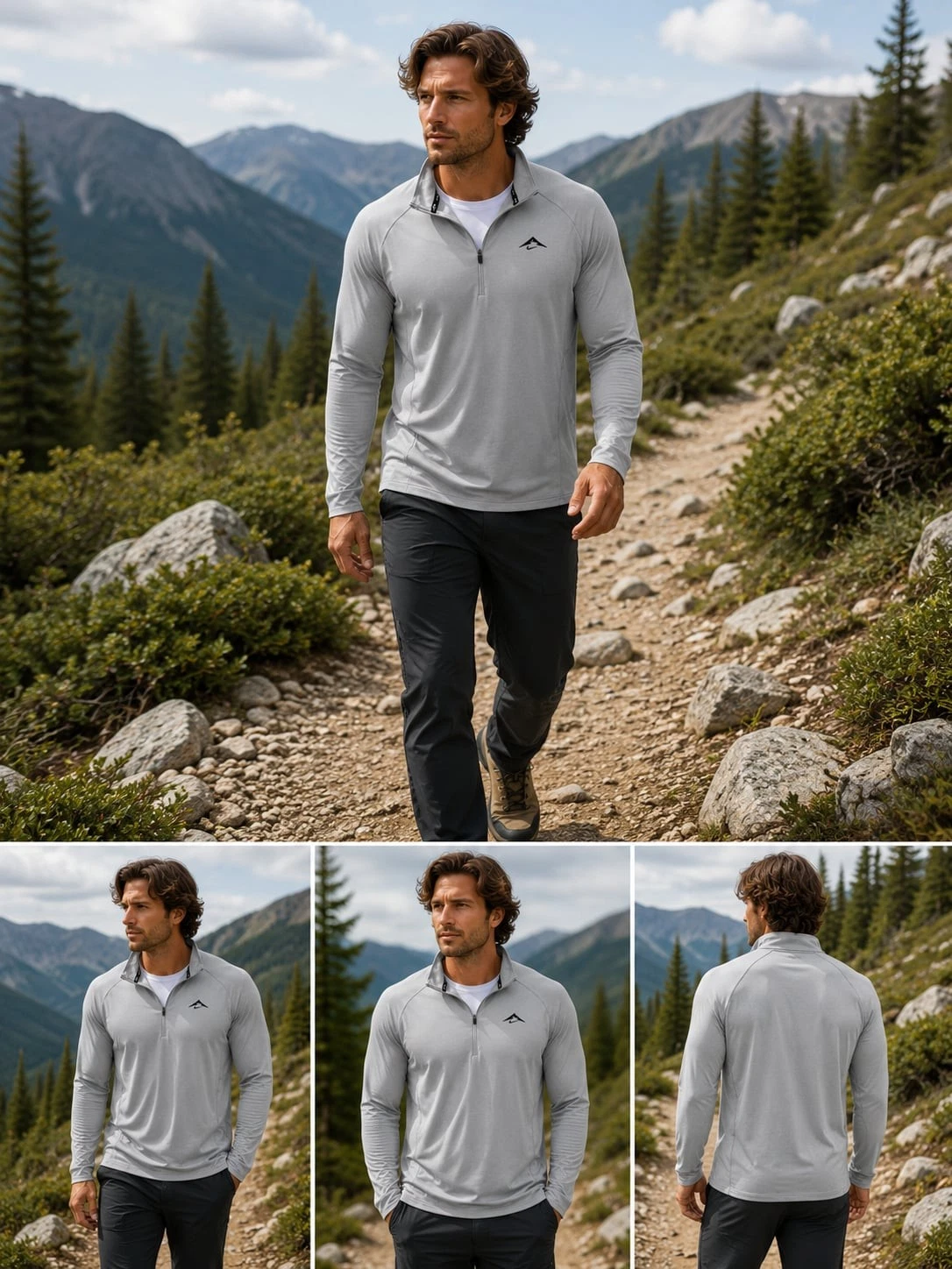 Nike Trail Dri-FIT 1/4 Zip Pullover Shirt Gray XL Waffle Knit Running Hiking