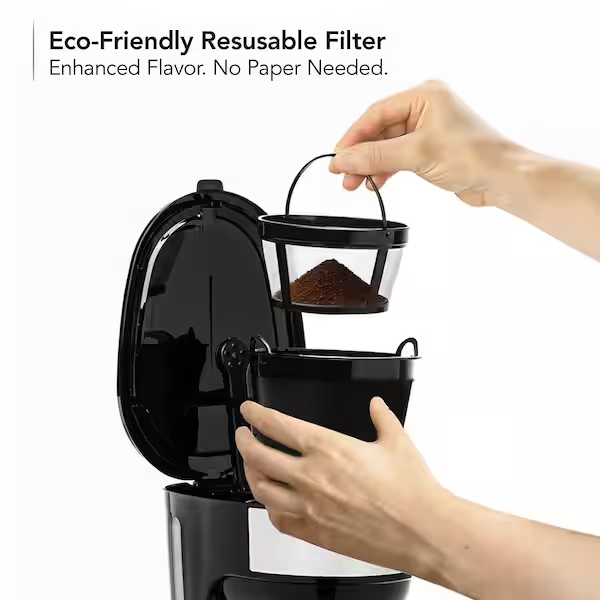 OVENTE 12-Cup Drip Coffee Maker Reusable Filter Borosilicate Glass ... - Coffee Maker With Reusable Filter