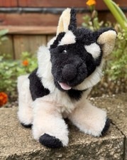 10" Unbranded German Shepherd Plush Sitting Black Small Dog Stuffed Animal Toy