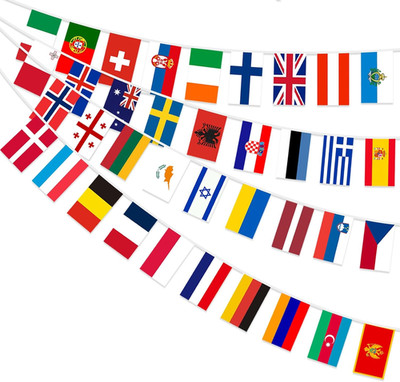 Eurovision Flaggenwimpel Set 35 Länder für Party Garten Wanddekoration