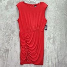 INC International Concepts Dress Womens Large Red Sleeveless Ruched Bodycon