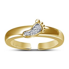 0.10Ct Simulated Diamond Footprints Adjustable Toe Ring 14K Yellow Gold Plated