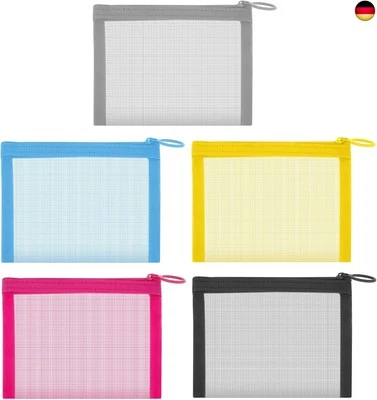 Qianyu 5 Stück Mini Mesh Kulturbeutel mit Reißverschluss Klein Netz Geldbörse Ko