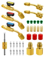 AC Refrigerant Angle Ball Valve Set Fits for R410A R134A R22 HVAC AC Mini Spl...