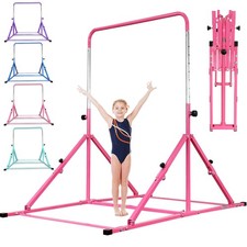 Foldable Gymnastic Bar for Kids Ages 3-12, 9Height Levels,200lbs Capacity,5 ft L