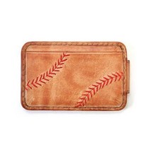 Rawlings Baseball Stitch Tan Magnetic Money Clip with Front Pocket, MW494