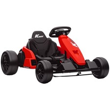 24V Electric Go Kart with Dual 150W Motors, Adjustable Seat, Slow Start, Red