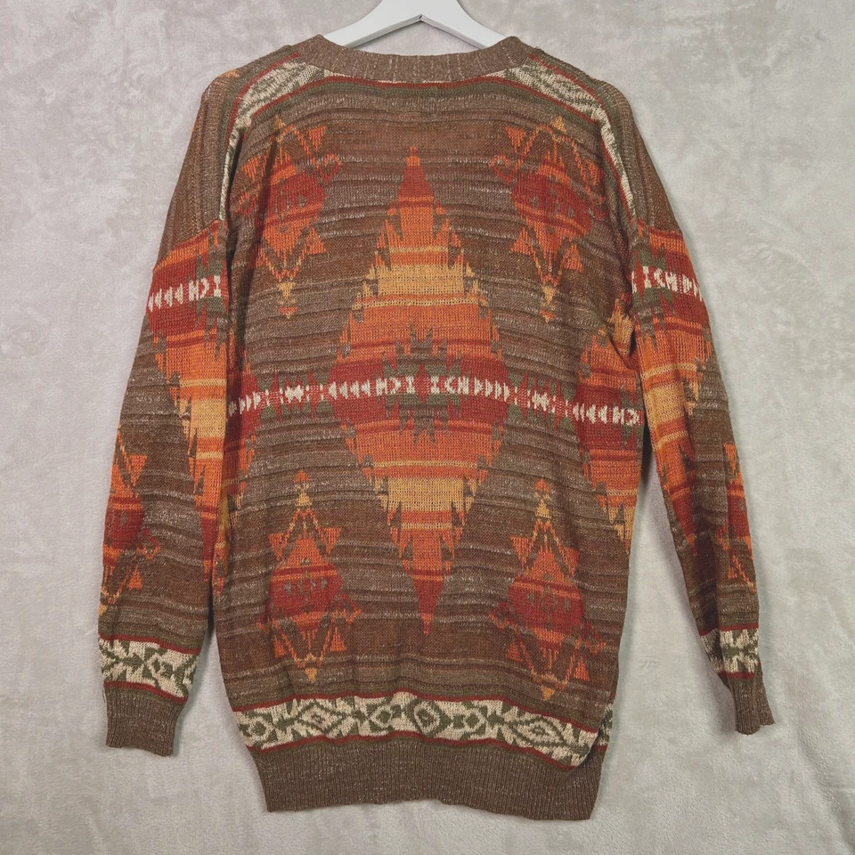 Cardigã Ralph Lauren denim supply asteca tamanho G gola redonda linho tribal algodão - Imagem 2 de 4