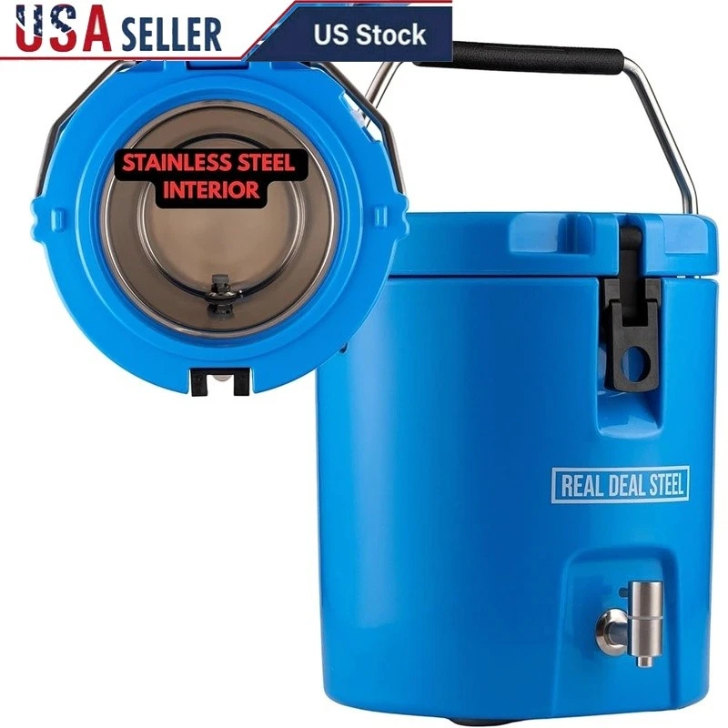 Insulated Beverage Dispenser Stainless Steel Hot Cold Drink Cooler 2 Gallon New