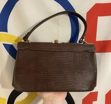 Vintage Triangle New York Handbag Arm Bag Brown Lizard Leather 50s 60s