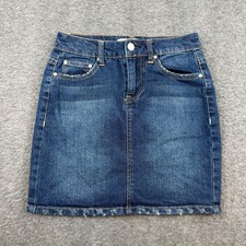 Ivy Main Denim Mini Skirt Women's Size 0 Blue Distressed Raw Hem Dark Wash