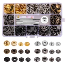 120 Sets Leather Snap Fasteners Kit 12.5mm Metal Snap Buttons Press Studs wit...