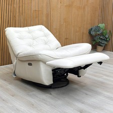 Furniture Village World of Leather ‘Ozzy’ Swivel Chair Frost Power Recliner