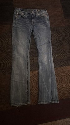 Miss Me Women's Bootcut Jeans Blue Denim Medium Wash Rhinestone Studded Pockets