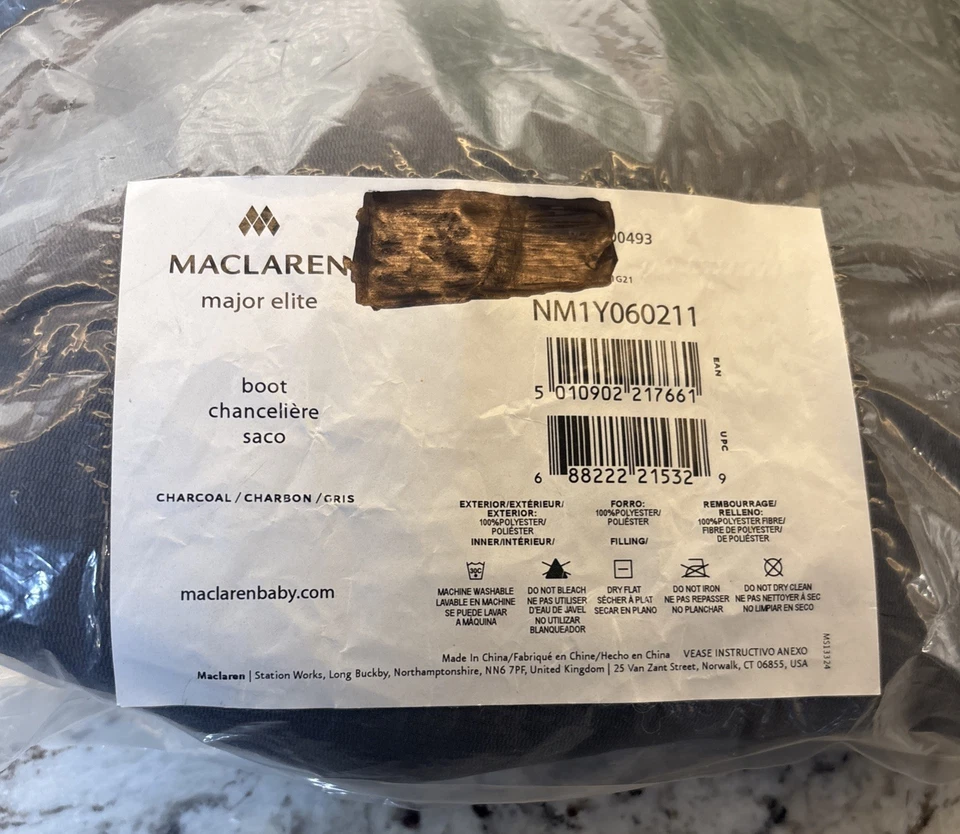 Nueva cubierta de bota Maclaren Major/manguito de pie carbón para cochecitos de bebé Major Elite Foto 3 de 4