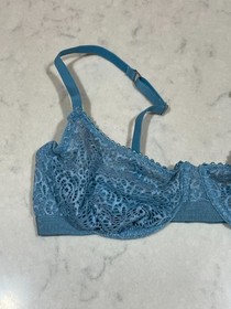 Studio La Perla Blue Velvet Trim Mesh Bra Size 38C