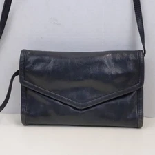 Julia Duren Leather Crossbody Wallet Purse Black Womens Envelope Clutch Bag
