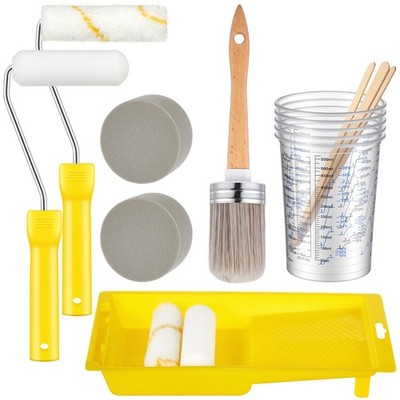 LemonRoad 18 Pieces Paint Brush and Roller Set, Painting 4 Inch, Multicolor 