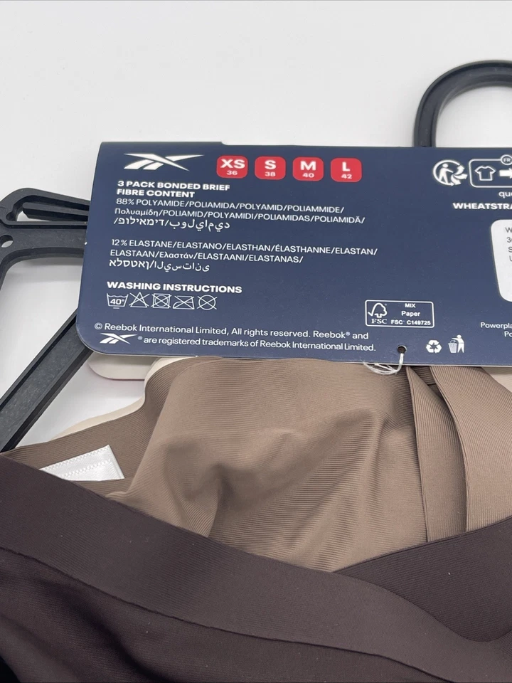 Reebok 3pk Mujer Performance Bonded Calzoncillos Ropa Interior Utilidad Reino Unido Grande Nuevo con Etiquetas Nuevo Foto 4 de 4