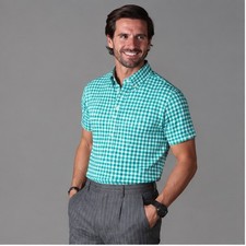 Collars  Co Dress Collar Polo Shirt Men Large Gingham Plaid Stretch Performance
