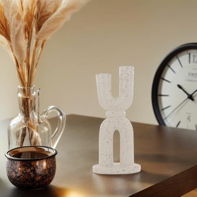 Spiral Bottom Decoration Modern Art Candlestick, Suitable for Living White B
