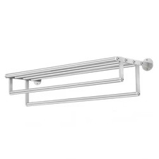 24 In. Stainless Steel 2-Bar Wall-Mounted Double Towel Rack with Shelf for Bathr