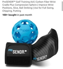ProSENDR™M Golf Training Aid | Carbon Fiber Wrist Cradle Plus Compression Sphere