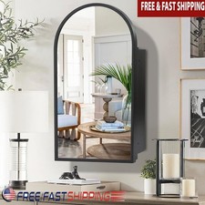 Arched Mirror Medicine Cabinet Recessed Wall Mount Soft Closing Storage Shelves
