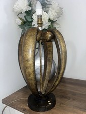 Vintage Large Wood affect heavy Table Lamp 