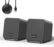 Computer Speakers,with 7 Colorful RGB Lights, Headphone Jack, Enhanced Bass and