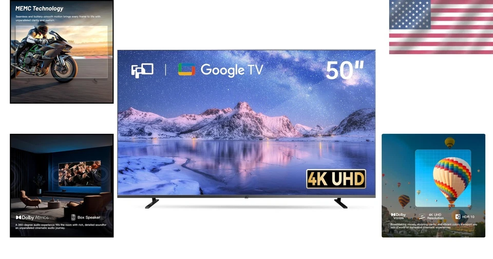 50-Inch 4K Smart TV with Dolby Atmos - Google TV & Voice Remote for Home Cinema - Image 2 of 4