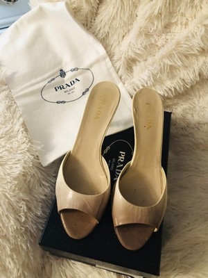 Prada Patent Crème Mules