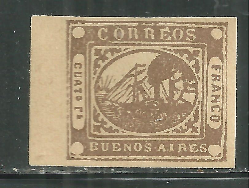 BUENOS AIRES 4B MINT LIGHT HINGE, LIKELY COUNTERFIET, STAEMSHIP ISSUE OF 1858