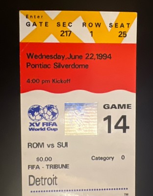 FIFA WORLD CUP 1994 /UNUSED Ticket, ROM vs SUI, 06/22/1994 at
