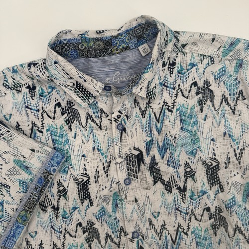 Robert Graham Mason City kurzärmliges gewebtes geknöpftes Hemd Größe 2XL 178 $
