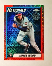JAMES WOOD 2025 Topps Chrome RC BLUE REFRACTOR 121/150 RAW Silver Pack #...