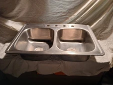 Glacier Bay 33" Stainless Steel Kitchen Sink 50/50 Double Bowl
