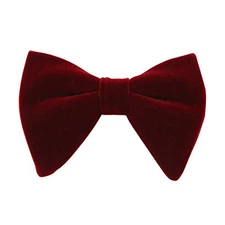 Mens Oversized Velvet Bow Tie Solid Color Formal Tuxedo Pre-Tied Big Burgundy