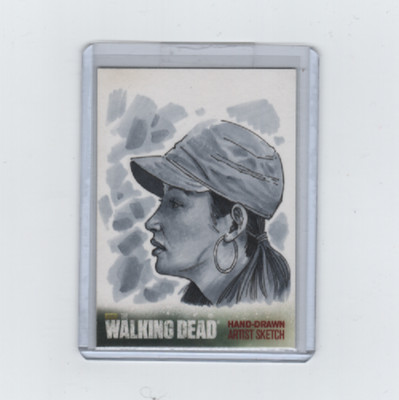 WALKING DEAD SEASON 4 ROSITA SKETCH CARD BY ACCLAIMED ARTIST CAN BARAN  1/1!
