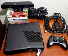 Microsoft Xbox 360 Slim W/Kinect and 8 Games Mint Condition Tested Works