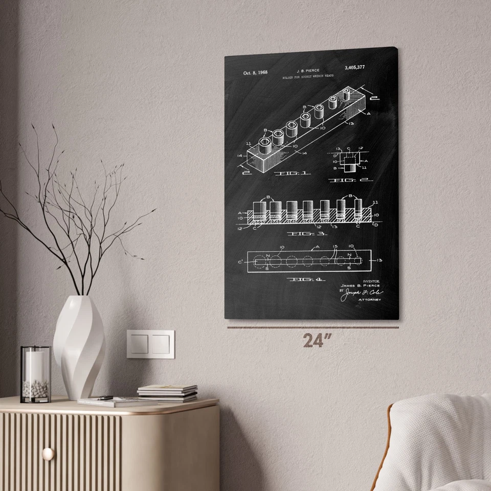 Wrench Socket Holder Patent Wall Art Poster, Canvas or Framed Repair Shop Art - Image 3 of 4
