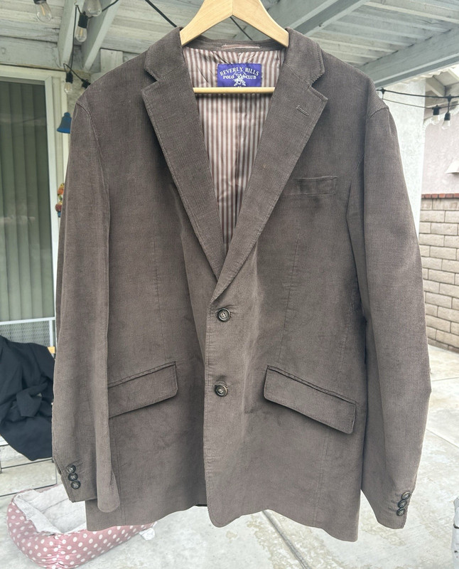 Beverly Hills Polo Club Brown Corduroy Cotton Blazer XL 44" 2-Button