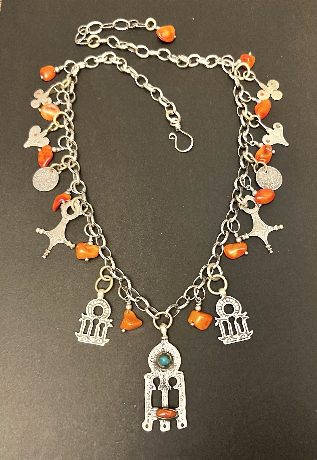 Gates of paradise berber Tuareg pendants, vintage coins & zinders Rolo Necklace.