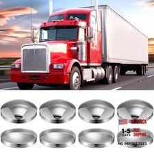 8 Pcs Chrome 8 Inch Dome Hub Caps Compatible with Semi Truck, Baby Moon