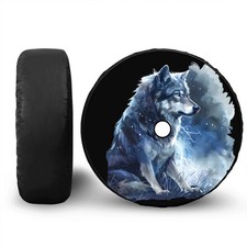 Spare Tire Cover w/ Camera Hole Wolf Design Jeep Wrangler RV SUV 4x4